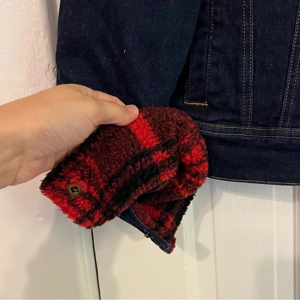 Faherty Jeans Jacket with Red Plaid Detail - Picture 2 of 5